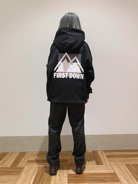 「FIRST DOWN（ファーストダウン）のアイテム（トップス）」を使った、MIZUSHINAさん（レディース・152cm）の秋コーディネート