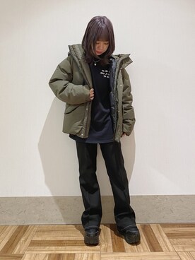 「JUNRED（ジュンレッド）のアイテム（ダウンジャケット/コート）」を使った、MIZUSHINAさん（レディース・152cm）の秋コーディネート