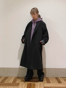 「JUNRED（ジュンレッド）のアイテム（チェスターコート）」を使った、MIZUSHINAさん（レディース・152cm）の秋コーディネート