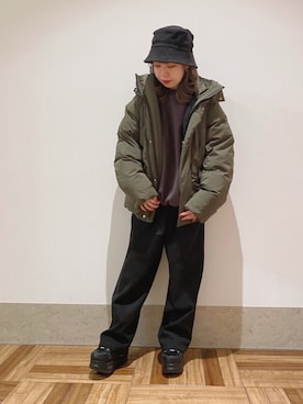 「JUNRED（ジュンレッド）のアイテム（ダウンジャケット/コート）」を使った、MIZUSHINAさん（レディース・152cm）の冬コーディネート