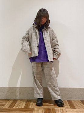 「JUNRED（ジュンレッド）のアイテム（ブルゾン）」を使った、MIZUSHINAさん（レディース・152cm）の冬コーディネート