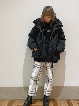 「JUNRED（ジュンレッド）のアイテム（ダウンジャケット/コート）」を使った、MIZUSHINAさん（レディース・152cm）の冬コーディネート