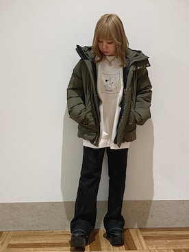 「JUNRED（ジュンレッド）のアイテム（ダウンジャケット/コート）」を使った、MIZUSHINAさん（レディース・152cm）の冬コーディネート