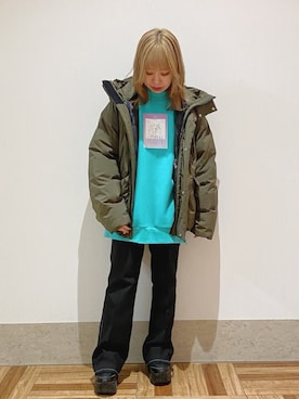 「JUNRED（ジュンレッド）のアイテム（ダウンジャケット/コート）」を使った、MIZUSHINAさん（レディース・152cm）の冬コーディネート