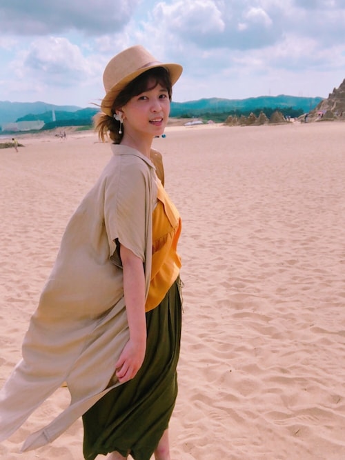 イエロートップス 夏コーデ