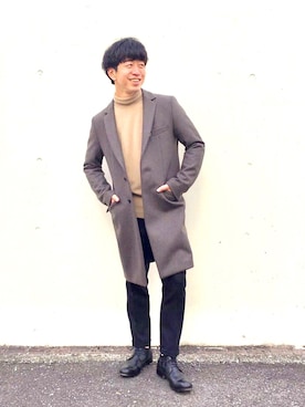 「KAZUYUKI KUMAGAI」｜「アイテム（スラックス）」を使った、バムさん（メンズ・171cm）の冬コーディネート