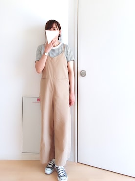 「grove（グローブ）のアイテム（サロペット/オーバーオール）」を使った、ななこさん（レディース・156cm）の春コーディネート