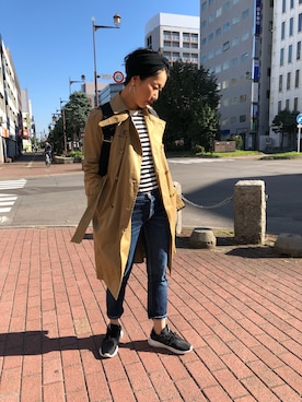 「アニエスベー」｜「アイテム（トレンチコート）」を使った、YKさん（レディース・160cm）の秋コーディネート