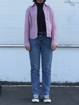 「CONVERSE（コンバース）のアイテム（その他シューズ、ブラック系）」を使った、Pさん（レディース）の春コーディネート