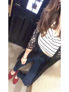 「アイテム（モカシン/デッキシューズ、レッド系）」を使った、ａｎｎａ;)さん（レディース・158cm）の春コーディネート