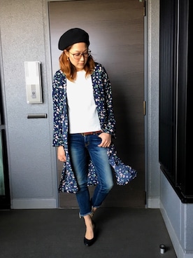 「Ungrid（アングリッド）のインディゴフレイドヘムストスリ（デニムパンツ）」を使った、☆☺︎めめち☺︎☆さん（レディース・159cm）の冬コーディネート