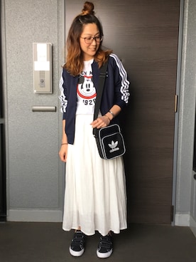 「マキシスカート」｜「アイテム（ジャージ）」を使った、☆☺︎めめち☺︎☆さん（レディース・159cm）の春コーディネート
