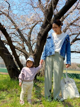 「devirock（デビロック）のアイテム（スウェット）」を使った、☆☺︎めめち☺︎☆さん（レディース・159cm）の春コーディネート
