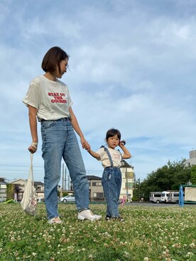 「Ungrid（アングリッド）のロゴ発砲プリントTee（Tシャツ/カットソー）」を使った、☆☺︎めめち☺︎☆さん（レディース・159cm）の夏コーディネート