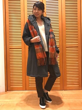 「studio CLIP（スタディオクリップ）のアイテム（モッズコート）」を使った、studio CLIPイオンモール鹿児島店さん（レディース・160cm）の秋コーディネート