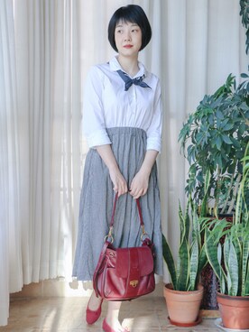「日系极简」｜「アイテム（バレエシューズ）」を使った、Wendyさん（レディース・158cm）の秋コーディネート