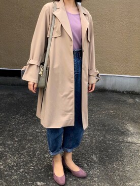 「BEAMS（ビームス）のアイテム（トレンチコート）」を使った、ぱんださん（レディース・156cm）の秋コーディネート