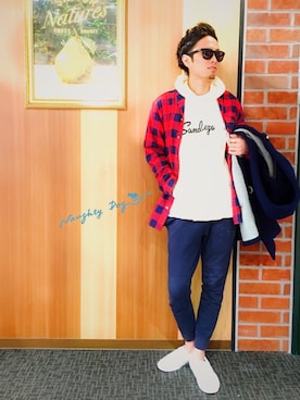 「アイテム（ダッフルコート）」を使った、kidさん（メンズ・178cm）の冬コーディネート