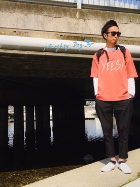 「ノーティードッグ」｜「アイテム（その他）」を使った、kidさん（メンズ・178cm）の春コーディネート