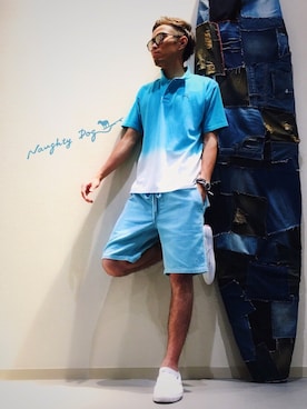 「アイテム（ポロシャツ）」を使った、kidさん（メンズ・178cm）の春コーディネート