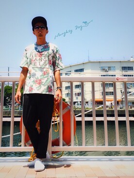 「ボタニカル」｜「アイテム（キャップ）」を使った、kidさん（メンズ・178cm）の夏コーディネート
