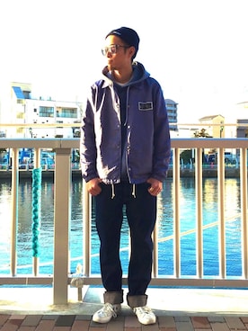「Dickies（ディッキーズ）のアイテム（帽子）」を使った、kidさん（メンズ・178cm）の冬コーディネート