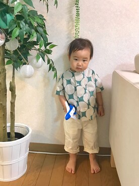 「ダブルボタン」｜「アイテム（その他）」を使った、aotoさん（キッズ・80cm）の夏コーディネート