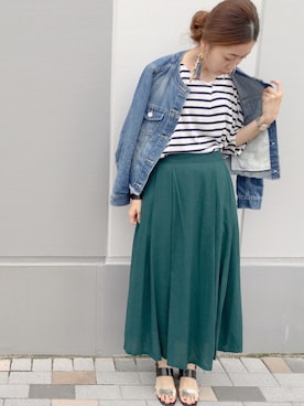 「YECCA VECCA（イェッカヴェッカ）のアイテム（ミリタリージャケット）」を使った、sakiyoさん（レディース・161cm）の夏コーディネート