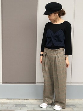 「YECCA VECCA（イェッカヴェッカ）のアイテム（帽子）」を使った、sakiyoさん（レディース・161cm）の秋コーディネート