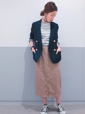 「YECCA VECCA（イェッカヴェッカ）のアイテム（ミリタリージャケット）」を使った、sakiyoさん（レディース・161cm）の春コーディネート