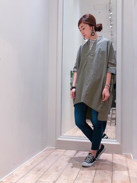 「Editt by YECCA VECCA（エディットバイイェッカヴェッカ）のアイテム（チュニック）」を使った、sakiyoさん（レディース・161cm）の夏コーディネート