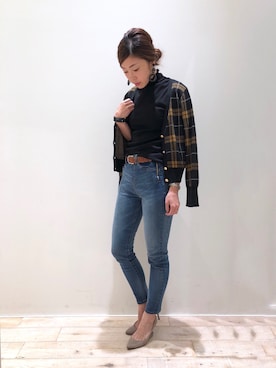 「YECCA VECCA（イェッカヴェッカ）のP.シェイプスキニーデニム＊（その他パンツ）」を使った、sakiyoさん（レディース・161cm）の秋コーディネート