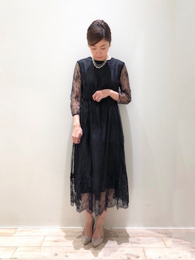 「ロングドレス」｜「アイテム（アクセサリー）」を使った、sakiyoさん（レディース・161cm）の秋コーディネート
