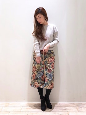 「フェザー」｜「アイテム（ブーティ）」を使った、sakiyoさん（レディース・161cm）の冬コーディネート