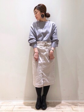 「大ぶりアクセサリー」｜sakiyoさん（レディース・161cm）の冬コーディネート