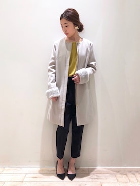 「出勤コーデ」｜「アイテム（ダウンジャケット/コート）」を使った、sakiyoさん（レディース・161cm）の冬コーディネート