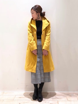 「YECCA VECCA（イェッカヴェッカ）のアイテム（チェスターコート）」を使った、sakiyoさん（レディース・161cm）の冬コーディネート