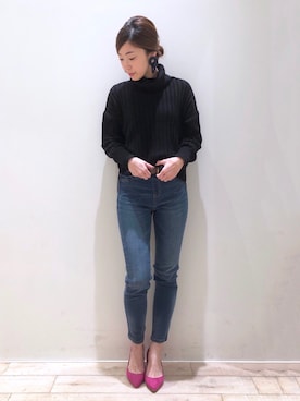 「YECCA VECCA（イェッカヴェッカ）のP.シェイプスキニーデニム＊（その他パンツ）」を使った、sakiyoさん（レディース・161cm）の冬コーディネート