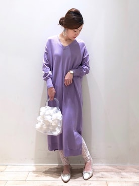 「アイテム（レギンス/スパッツ、ホワイト系）」を使った、sakiyoさん（レディース・161cm）の冬コーディネート