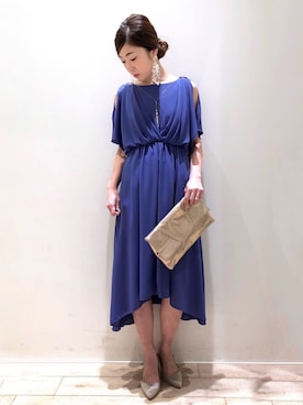 「ロングドレス」｜「アイテム（アクセサリー）」を使った、sakiyoさん（レディース・161cm）の冬コーディネート