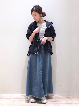 「YECCA VECCA（イェッカヴェッカ）のアイテム（マウンテンパーカー）」を使った、sakiyoさん（レディース・161cm）の春コーディネート