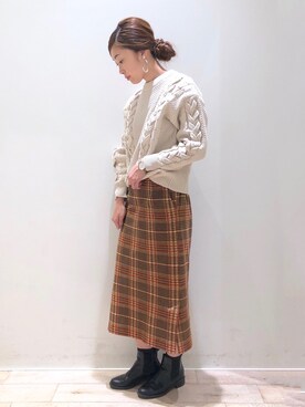 「YECCA VECCA（イェッカヴェッカ）のポンチタイトスカート（スカート）」を使った、sakiyoさん（レディース・161cm）の秋コーディネート