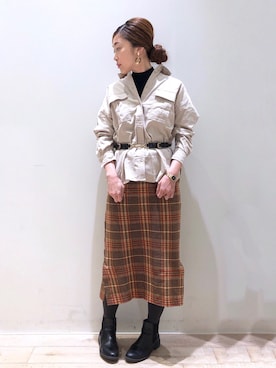 「YECCA VECCA（イェッカヴェッカ）のポンチタイトスカート（スカート）」を使った、sakiyoさん（レディース・161cm）の秋コーディネート