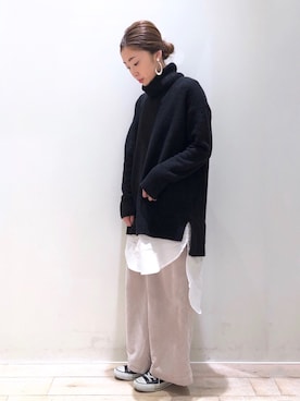 「CONVERSE（コンバース）のCONVERSE コンバース オール スター オックス / ALL STAR OX(BLACK) 32160321（スニーカー）」を使った、sakiyoさん（レディース・161cm）の冬コーディネート