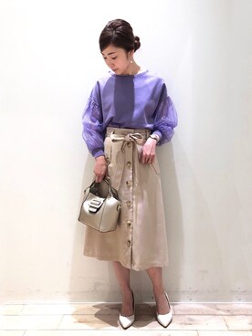 「YECCA VECCA（イェッカヴェッカ）の4wayバックルデザインミニバック＊（トートバッグ）」を使った、sakiyoさん（レディース・161cm）の春コーディネート