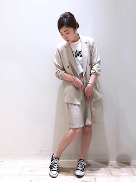 「YECCA VECCA（イェッカヴェッカ）のタックショートパンツ　＊（その他パンツ）」を使った、sakiyoさん（レディース・161cm）の春コーディネート