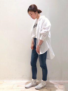 「YECCA VECCA（イェッカヴェッカ）のP.シェイプスキニーデニム＊（その他パンツ）」を使った、sakiyoさん（レディース・161cm）の春コーディネート