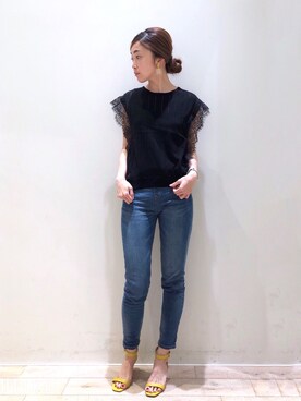 「YECCA VECCA（イェッカヴェッカ）のP.シェイプスキニーデニム＊（その他パンツ）」を使った、sakiyoさん（レディース・161cm）の春コーディネート