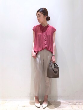 「YECCA VECCA（イェッカヴェッカ）の4wayバックルデザインミニバック＊（トートバッグ）」を使った、sakiyoさん（レディース・161cm）の春コーディネート