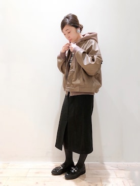 「エコレザー」｜sakiyoさん（レディース・161cm）の冬コーディネート